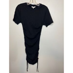 Good American Women's Size 1 Small Short Sleeve Ruched Bodycon Dress Black NWT
